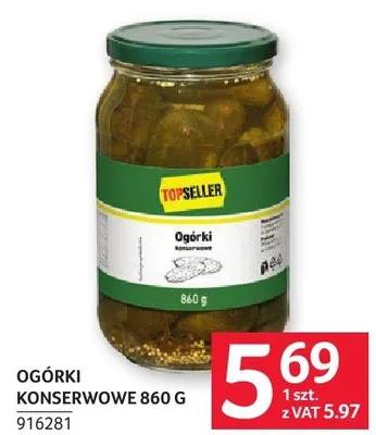 Ogórki konserwowe Topseller 860 g promocja w Selgros