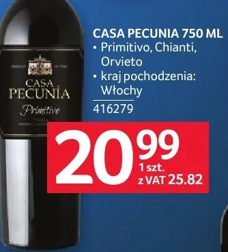 Wino CASA PECUNIA 750 ML promocja w Selgros