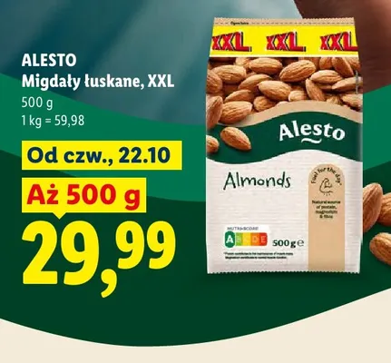 Migdały łuskane Alesto XXL promocja w Lidl