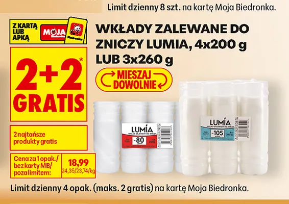 Wkłady zalewane do zniczy Lumia 3-pak promocja w Biedronka