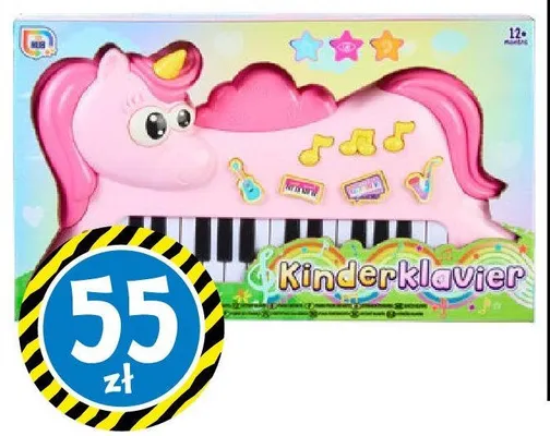 Keyboard w kształcie jednorożca ok. 45 x 4 x 25 cm, zasilanie na baterie (2 x AAA), brak baterii w zestawie promocja w Tedi
