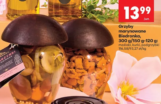 Grzyby marynowane kurki promocja w Biedronka