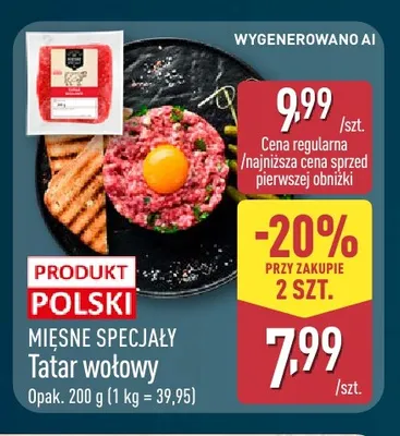 Tatar wołowy Mięsne Specjały promocja w Aldi