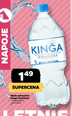 Woda mineralna gazowana Kinga Pienińska promocja w Netto