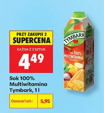 Sok 100% Multiwitamina Tymbark promocja w Biedronka