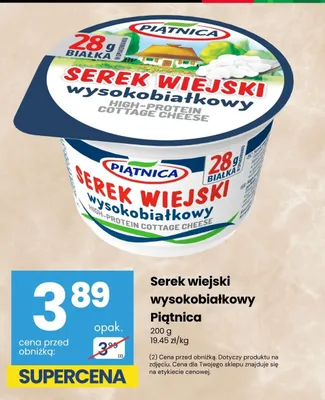 Serek wiejski wysokobiałkowy Piątnica promocja w Delikatesy Centrum