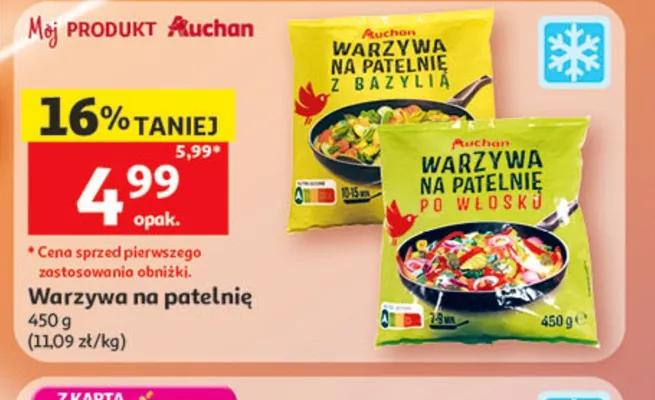 Warzywa na patelnię z bazylią Auchan promocja w Auchan