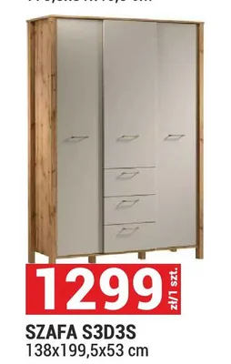 Szafa S3D3S System Indygo dąb wotan/beige 138x199,5x53cm promocja w Merkury Market