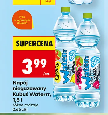 Napój niegazowany Kubuś Waterrr promocja w Biedronka