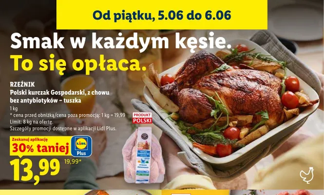 Tuszka z kurczaka Rzeźnik Polski kurczak Gospodarski z chowu bez antybiotyków promocja w Lidl