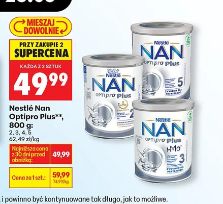 Mleko Optipro Plus 800 g: 2, 3, 4, 5 promocja w Biedronka