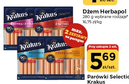 Parówki Selection z piersi kurczaka Krakus promocja w Społem Częstochowa