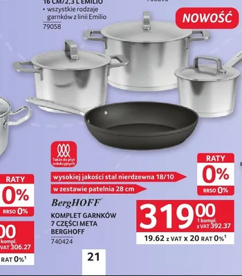 Komplet garnków 7 części Meta BergHOFF promocja w Selgros