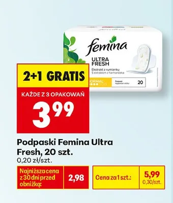 Podpaski Femina Ultra Fresh promocja w Biedronka