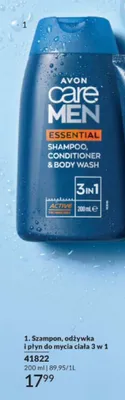 Szampon odżywka i płyn do mycia ciała 3 w 1 Avon Care Men Essential promocja w AVON