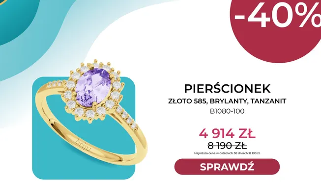 Pierścionek złoto 585 brylanty tanzanit B1080-100 Briju promocja w Briju