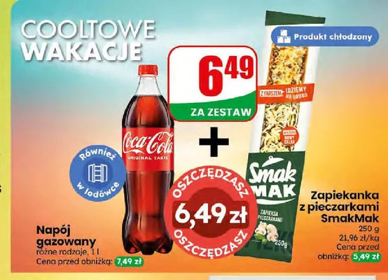 Zestaw napój gazowany Coca-Cola + zapiekanka z pieczarkami SmakMak promocja w Dino