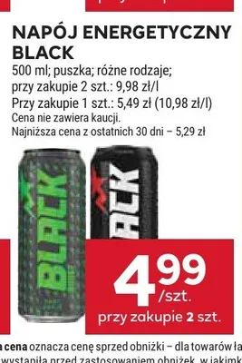Napój energetyczny Black promocja w Stokrotka