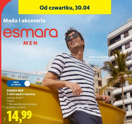 T-shirt męski z bawełny promocja w Lidl