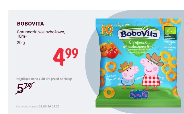 Chrupeczki wielozbożowe 10 m+ BoboVita promocja w Rossmann