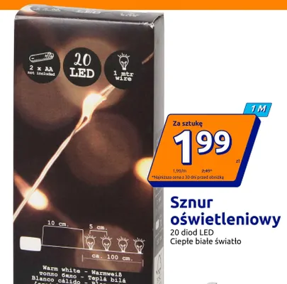 Sznur oświetleniowy 20 diod LED ciepłe białe światło promocja w Action