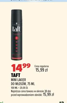 Mini lakier do włosów Taft promocja w Drogerie Natura
