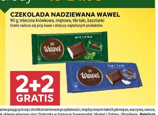 Czekolada nadziewana miętowa Wawel promocja w Stokrotka