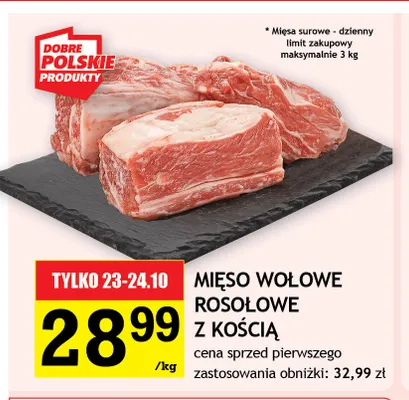 Mięso wołowe rosołowe z kością promocja w Gram Market
