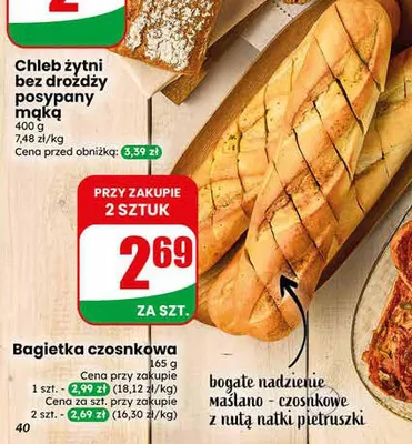 Chleb żytni bez drożdży posypany mąką promocja w Dino