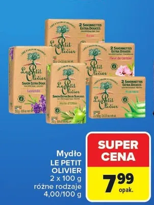 Mydło w kostce Le Petit Olivier z aloesem 2-pak promocja w Carrefour