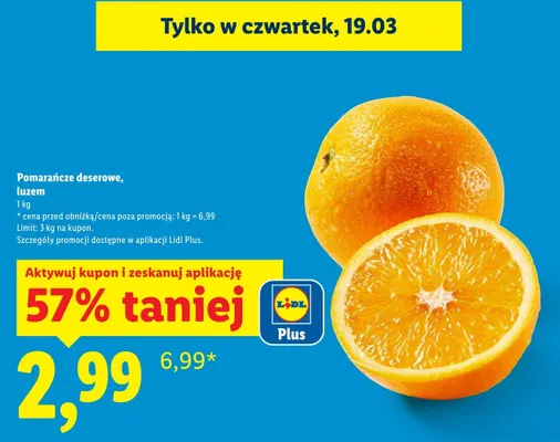 Pomarańcze deserowe luzem promocja w Lidl