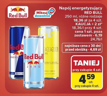 Napój energetyzujący Red Bull Summer Edition promocja w Carrefour Market