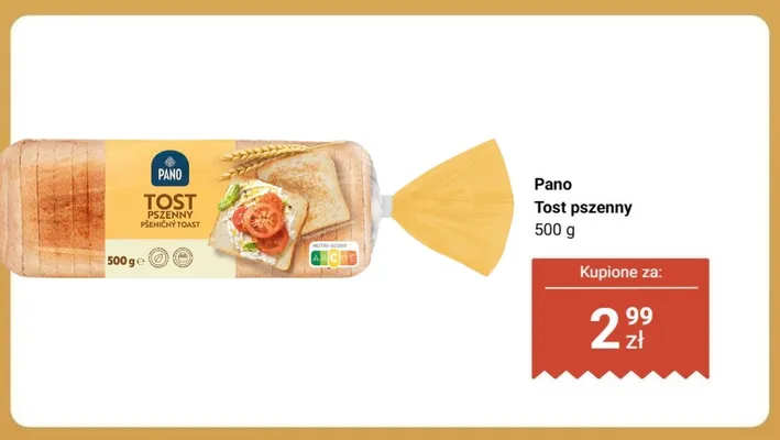 Chleb tostowy pszenny Pano promocja w Biedronka