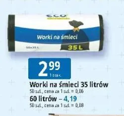 Worki na śmieci 60 l Eco+ promocja w Leclerc