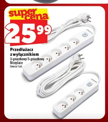 Przedłużacz z wyłącznikiem 5-gniazdkowy Niceplace promocja w TOPAZ