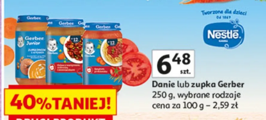 Danie lub zupka Gerber, wybrane rodzaje promocja w Auchan