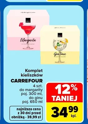 Komplet kieliszków do margarity Carrefour promocja w Carrefour