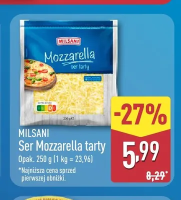 Ser Mozzarella tarty Milsani promocja w Aldi