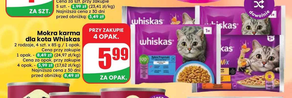 Mokra karma dla kota Whiskas 4-pak promocja w Dino