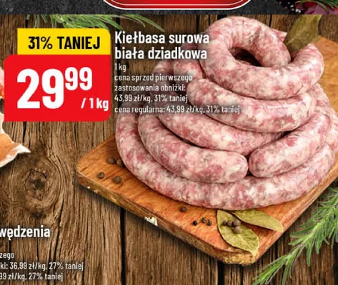 Kiełbasa surowa biała dziadkowa promocja w POLOmarket