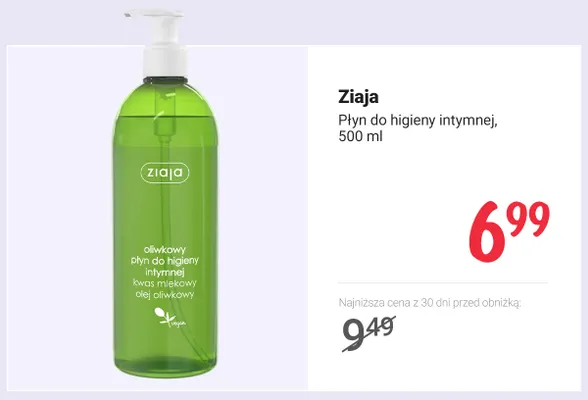 Płyn do higieny intymnej Ziaja promocja w Rossmann