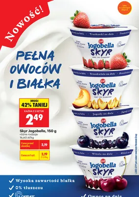 Jogurt Skyr Jogobella jagody na dnie promocja w Biedronka