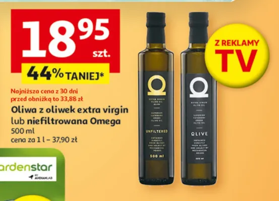 Oliwa z oliwek extra virgin lub niefiltrowana omega promocja w Auchan
