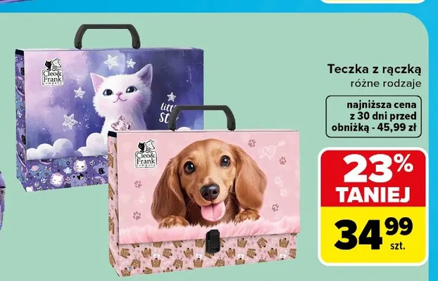 Teczka z rączką Cleo & Frank promocja w Carrefour