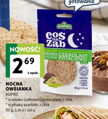 Nocna owsianka o smaku czekolady pistacjowej z chia Kupiec promocja w Intermarche