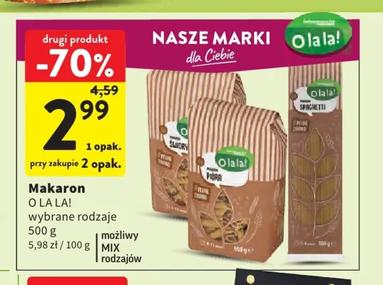 Makaron spaghetti O la la! promocja w Intermarche