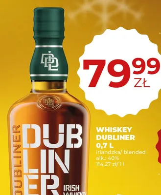 Whiskey Dubliner 0,7L promocja w Duży Ben