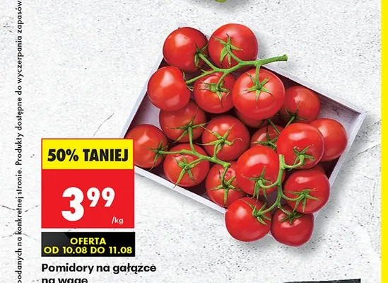Pomidory na gałązce na wagę promocja w Biedronka
