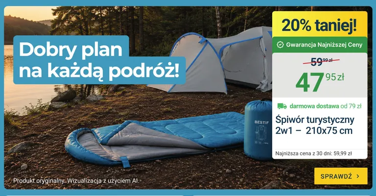 Śpiwór turystyczny Bestif 2w1 210x75 cm promocja w ERLI