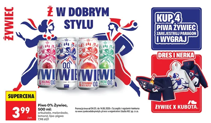 Piwo bezalkoholowe Żywiec 0% arbużada promocja w Biedronka